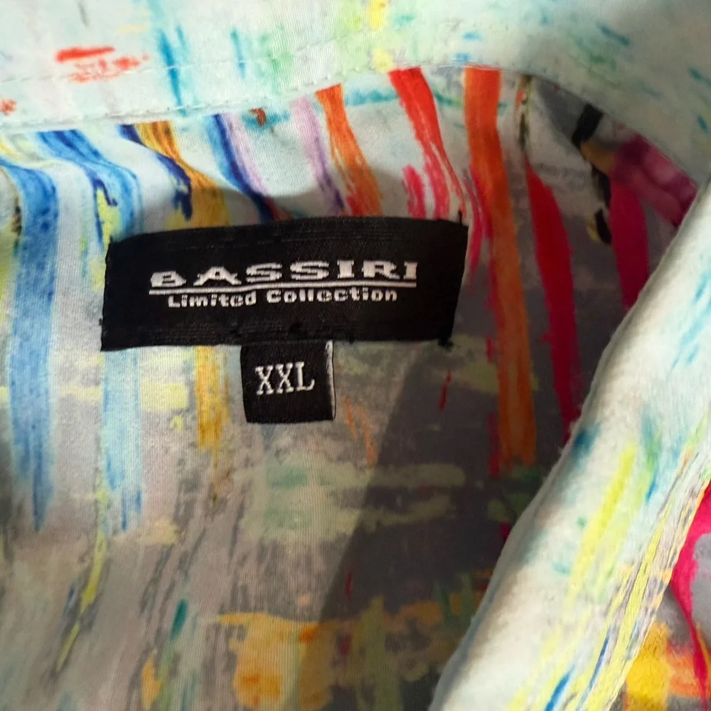 Bassike Men's Multicolor Abstract Button Down Shirt - Picture 3 of 4